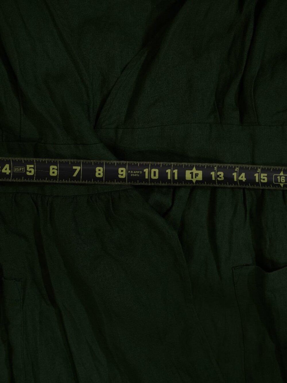 Grae Cove Green Wrap Midi Dress Pockets NWT Coastal Linen Look - Picture 7 of 8